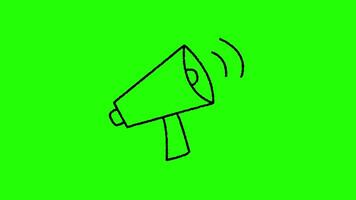 Megaphone, lines, floating on background, green screen, Loop video