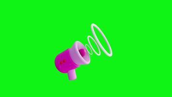 3d megaphone speaker floating on green screen background Loop video