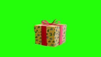 Gift Box Floating On Green Screen Background 3D Render video