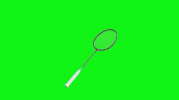 3d badminton racket floating on green screen background Loop video