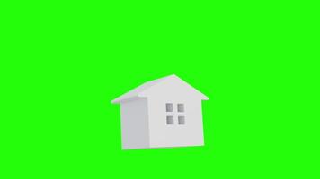 3D house icon floating on green screen background Loop video