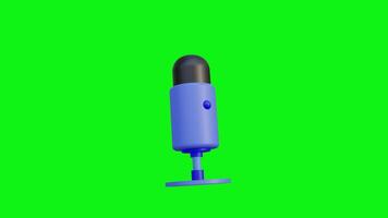 3d Condenser Microphone Floating On Green Screen Loop Background video
