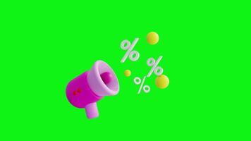 3d megaphone speaker or loudspeaker for promotional floating on green screen background Loop video
