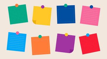 Bundle of colorful paper note. Blank sticky note for message. Colorful illustration vector