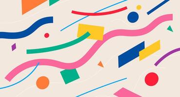 Flow of abstract elements of various shapes and colors. Colorful illustration vector