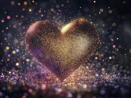 sparkling heart filled with glitter and vibrant colors, symbolizing love and joy photo