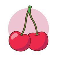 Two cherries on a white background vector