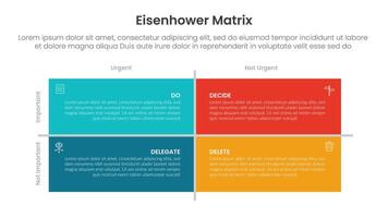 eisenhower matrix infographic template banner with long rectangle box with line divider centered with icon for slide presentation vector