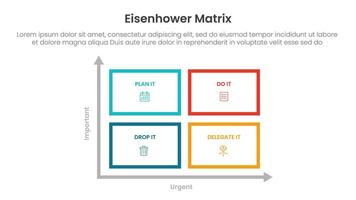 eisenhower matrix infographic template banner with big rectangle thick outline with arrow in matrix with icon for slide presentation vector