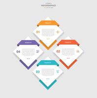 4 points template infographic with diamond in big structure component with drop shadow style with 4 stage list information vector