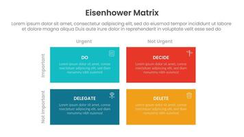 eisenhower matrix infographic template banner with sharp rectangle box container with icon for slide presentation vector