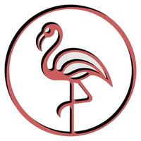 A flamingo in a circle with a red border vector