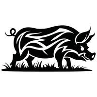 A black and white pig silhouette on a white background vector