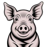A pig head with a big smile on its face vector