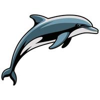 Flat Color Dolphin on White Background. vector