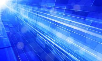 Abstract technology background with bright flare. virtual space. flash light blue square glass dimension. vector