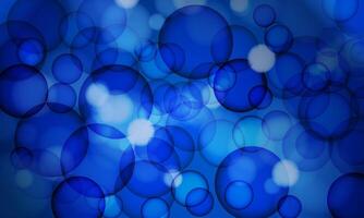 Abstract dark blue background moving particles in blur bokeh circle bubbles. shiny blue. vector