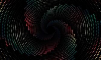 Halftone circular dotted frames. colorful circle dots texture isolated on black background. artistic dark color pattern. vector