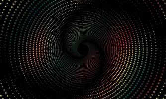 Halftone circular dotted frames. colorful circle dots texture isolated on black background. vector