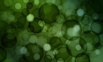 Abstract dark green background moving particles in blur bokeh circle bubbles. soft green motion. vector