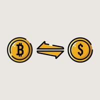 exchange dollars to bitcoins icon illustration, suitable for web vector