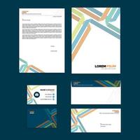 Office Stationery Set Design with Abstract Line Stroke Composition vector