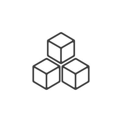 Three outlined cubes