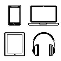 High Tech Devices and Digital Icons Black Silhouettes vector