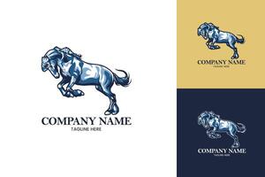 retro horse logo template with multiple color layer vector