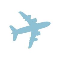 A blue airplane flying in the sky. The airplane is the main focus of the image. The sky is clear and the airplane is the only object in the image vector