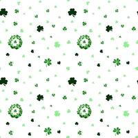 A pattern of green and white clovers and shamrocks vector
