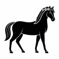 Running Horse Silhouette with Delicate Floral Design vector