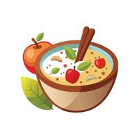 Refreshing Apple Cinnamon Oat Pudding vector