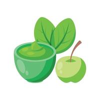 Nutritious Apple Spinach Puree Recipe vector