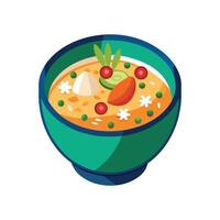 Nutritious Chicken Brown Rice Soup vector