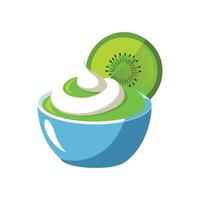Savory Greek Yogurt with Mashed Kiwi vector