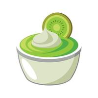 Nutritious Greek Yogurt with Mashed Kiwi vector