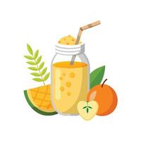 Nutritious Mango Oat Milk Smoothie for Flavorful Eating vector