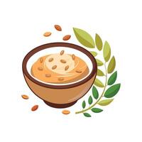 Creamy Mashed Almond Butter Oats for Breakfast vector