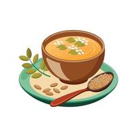 Nutritious Mashed Almond Butter Oats for Breakfast vector