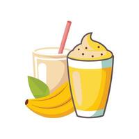 Creamy Mashed Banana Kefir Drink for Nutritious Sips vector