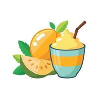 Nutritious Mashed Mango Rice Drink for Refreshing Taste vector