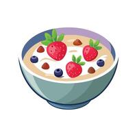 Creamy Mashed Oatmeal with Berries for Nutritious Meals vector