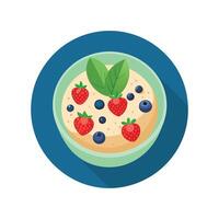 Savory Mashed Oats with Berries for Healthy Eating vector