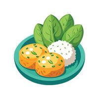 Creamy Mashed Rice Spinach Cakes for Every Meal vector