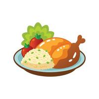 Nutritious Mashed Turkey with Brown Rice for Family Meals vector