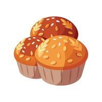 Delicious Mini Soft Whole Wheat Muffins with Oats vector