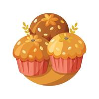 Nutritious Mini Soft Whole Wheat Muffins with Oats vector