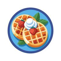 Nutritious Mini Whole Wheat Waffles with Yogurt vector