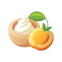 Savory Ricotta Cheese Paired with Peach Puree vector
